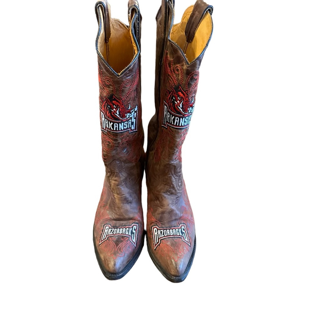 Arkansas Razorback brown and red cowboy boots/ cowgirl boots